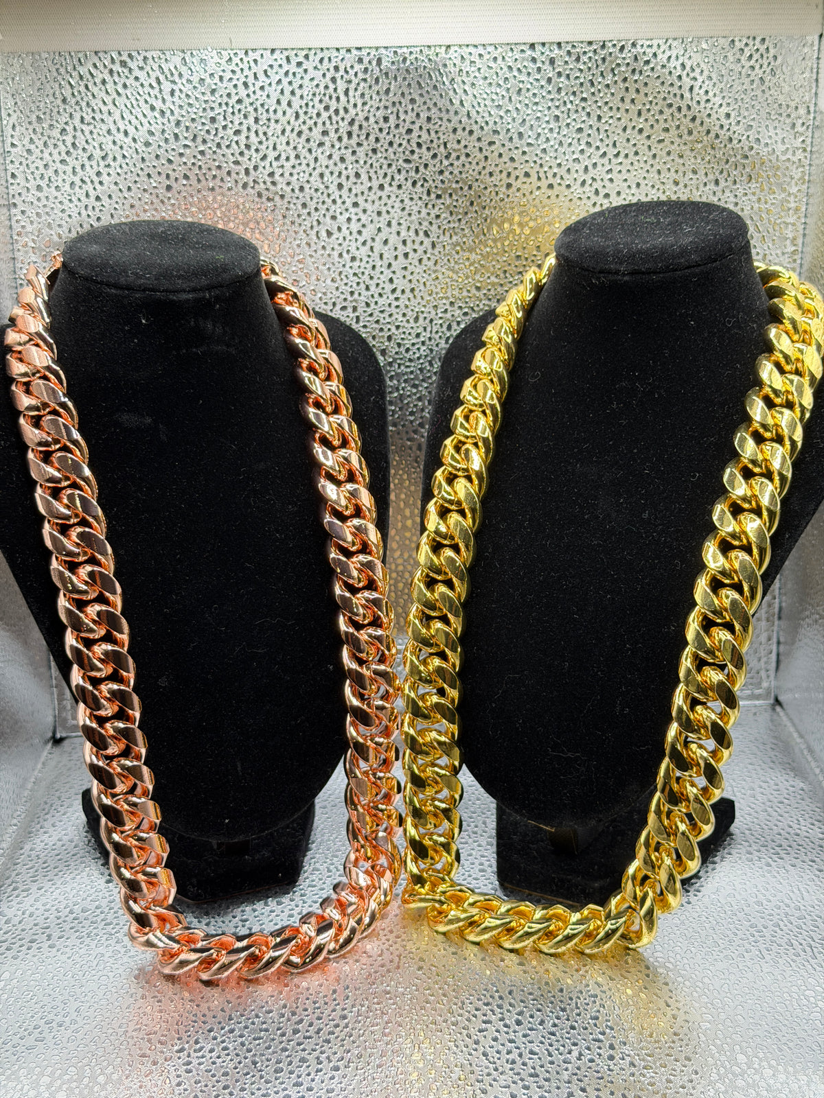18K Gold Cuban Chain Set